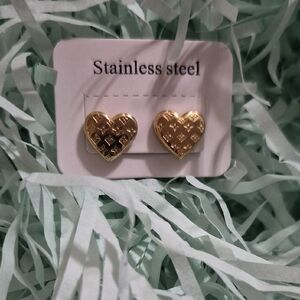 Gold Heart Stainless Steel Earrings